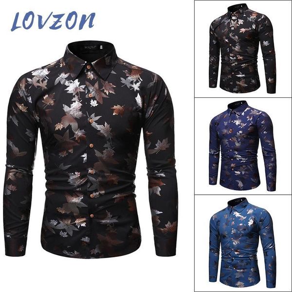 

lovzon 2021 new men's silk satin floral printed shirts male casual slim fit long sleeves flower print shirt gentleman, White;black