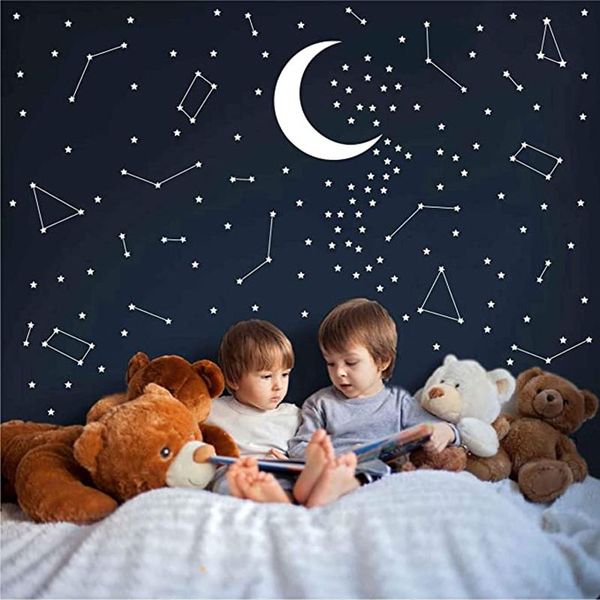 

wall stickers star constellation with big moon decals kids bedroom decor space nursery sticekrs astronomy art mural decoration dw8930