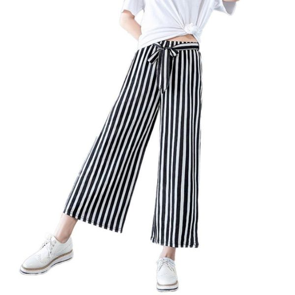 

wide leg pants ulzzang women high waist trousers casual loose elegant womens korean style chic school daily girls women's & capris, Black;white