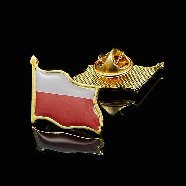 

30pcs poland epoxy national flag gold plated lapel pin craft badge brooch