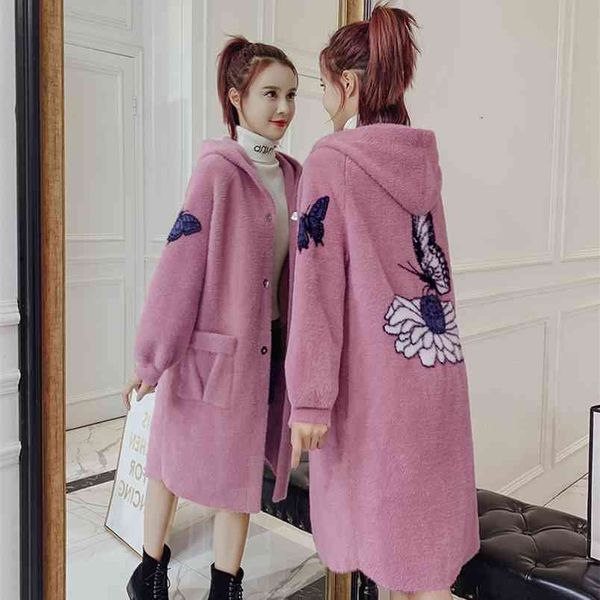 

women autumn warm coat solid quality streetwear bandage belt long cardigan ladies casual slim tunic outewears jacket 210427, White;black