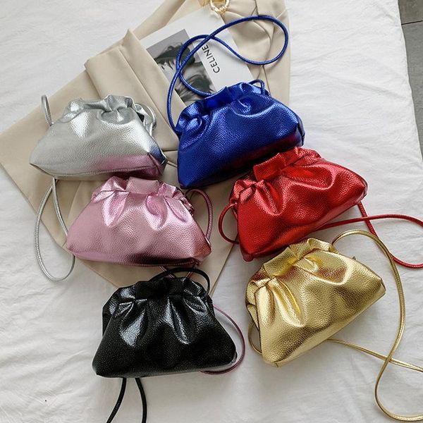 

evening bags candy color women drawstring handbag leather messenger bag shiny lady shoulder small crossbody girls coin purse