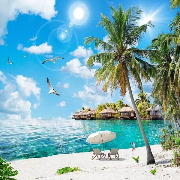 

wallpapers custom any size 3d po wallpaper wall covering hawaii seascape coconut tree landscape large mural living room decor cloth