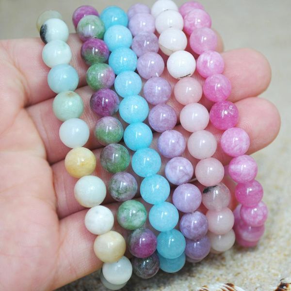 

bangle 8mm crystal beaded bracelets multicolor natural rhodochrosite stone gem bangles women fashion jewelry for wedding anniversary, Black