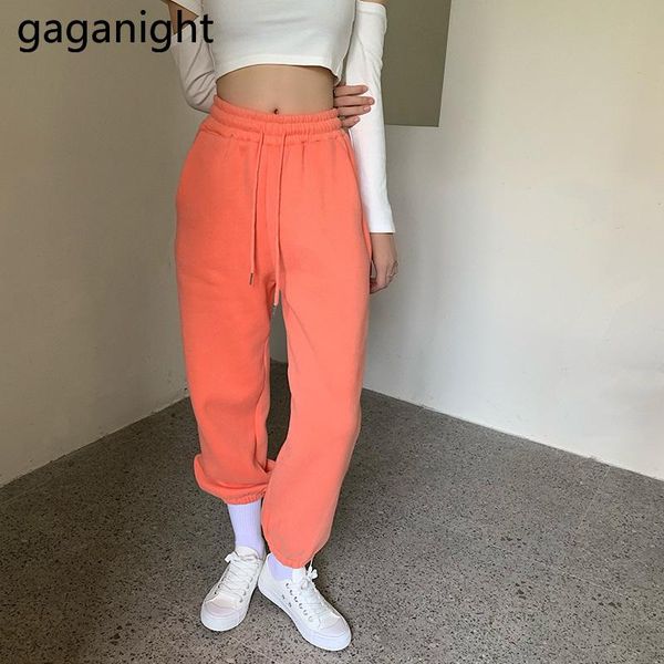 

gaganight korean women straight pant lady chic solid loose high waist trousers girls autumn winter running pants patalon women's & capr, Black;white
