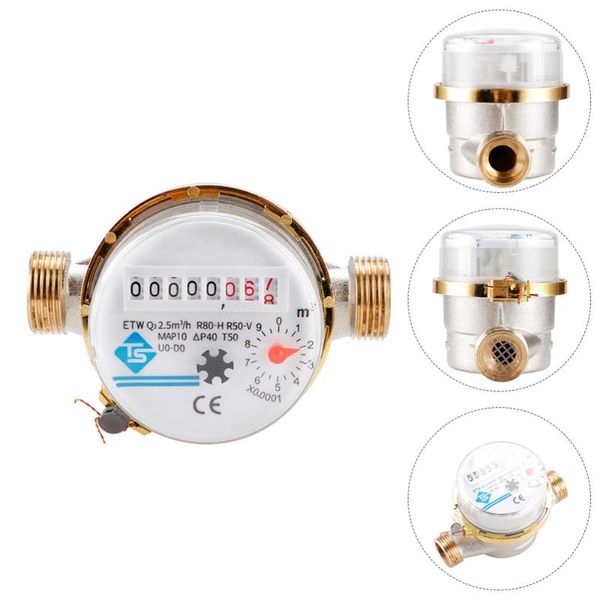 

meters 1pc smart household water meter rotary wing pointer cold (golden)