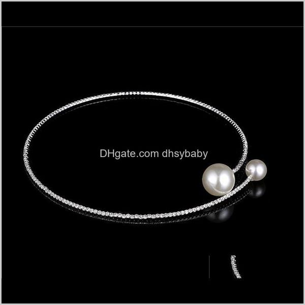 Girocolli Collane Pendenti Gioielli Drop Delivery 2021 Elegante delicato cristallo strass girocollo grande fascino singolo filo collana di perle finte