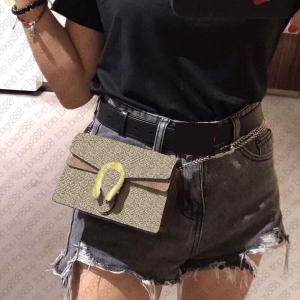 

woman purses supermini dionysuss waist belt shoulder bag with date code tiger head closure classic letters print real leather chain bags