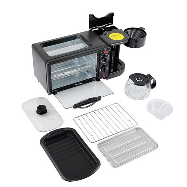 

electric skillets multifunctional three-in-one automatic breakfast meal machine toast bread omelette coffee