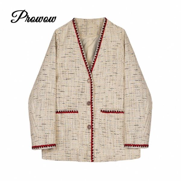 

women's jackets brand design autumn tweed luxury jacket women leegant coat 2021 korean style loose long sleeve cardigans clothing, Black;brown