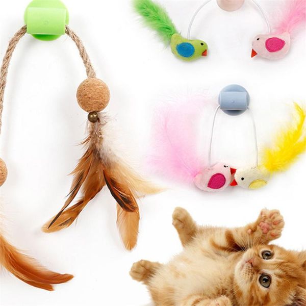 

cat toys 3 colors teaser sucker holder feather toy for interactive training bird,feather funny