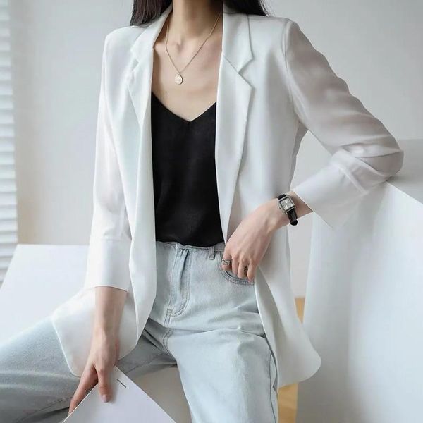 

women's suits & blazers 2021 fashion cotton autumn coats casual long sleeve outwears female single button overcoats solid tunic s-xxl, White;black