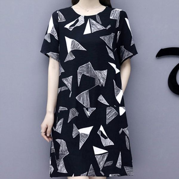 

summer shirt vintage plaid womens dresses print short sleeve casual knee cotton, Black;gray