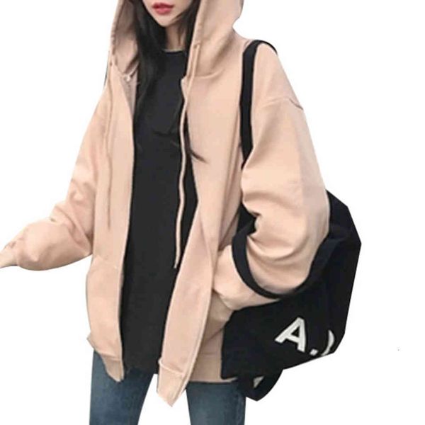 

hoodies zip up solid color longline colleges poleron 2021 simple hood kangaroo thin pocket female hoodie xxl, Black
