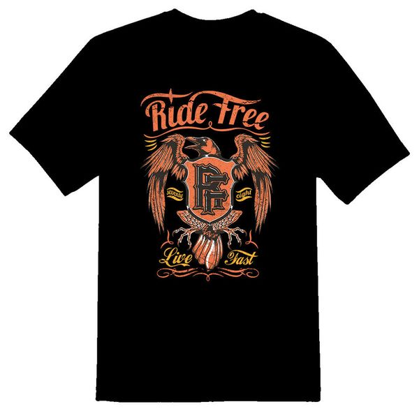 

ride live fast black or white tee shirt, White;black