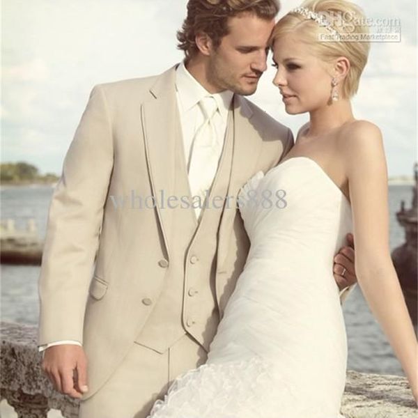 

men's suits & blazers custom made groomsmen notch lapel groom tuxedos beige man suit bridegroom wedding/prom/dinner (jacket+pants+, White;black