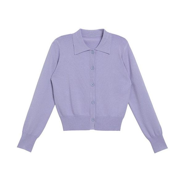 

women's knits & tees spring and summer casual jacket korean slim solid color cardigan long-sleeved sweater women, White
