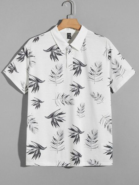 

men tropical print polo shirt b3vo#, White;black