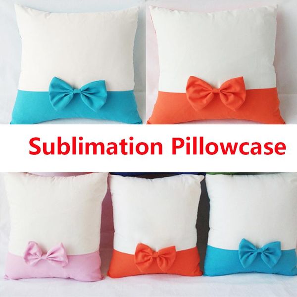 

pillow case 20pcs/lot white sublimation peach skin throw cushion covers with polyester sofa bow pillowcases for christmas decor