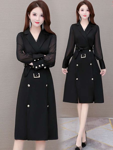 

casual dresses dress professional women's autumn european with waist and hips sfi5, Black;gray