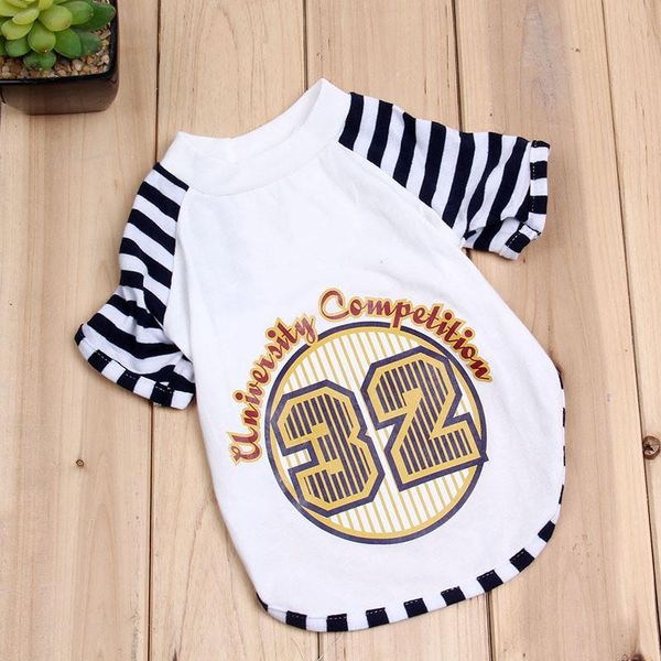 

dog apparel pet clothes spring and summer striped digital casual wild cotton comfortable two-legged t-shirt teddy bomei