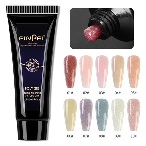 

nail gel 10 colors crystal extension glue glitter solid model uv soak off semi permanent art manicure tool 15 ml, Red;pink