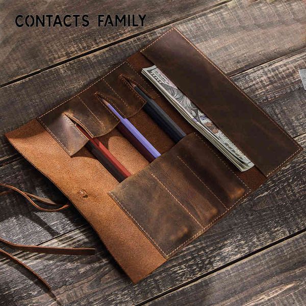 

contacts family mad horse multifunctional pen insert leather pencil bag, Red;blue