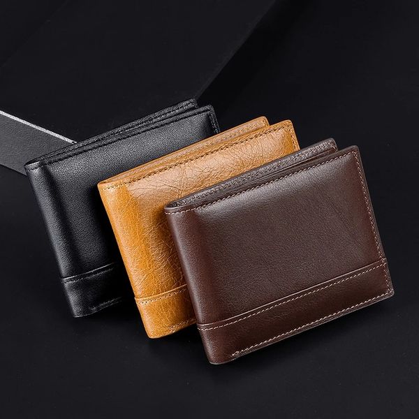 Herren-Geldbörsen, kleine Geldbörsen, Tasche mit mehreren Taschen, modische Geldbörse aus echtem Leder für Herren, Münztasche