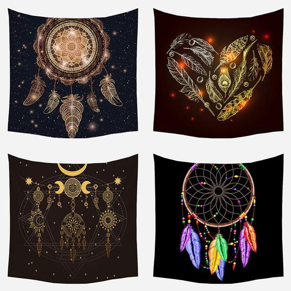 

tapestries dreamcatcher print tapestry style pumo feathers polyester mandala wall hanging witchcraft bohemian decor mystery
