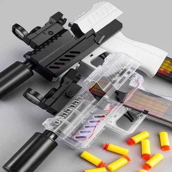 

children's submachine transparent glock uzi electric continuous soft bullet long range launcher toy gun