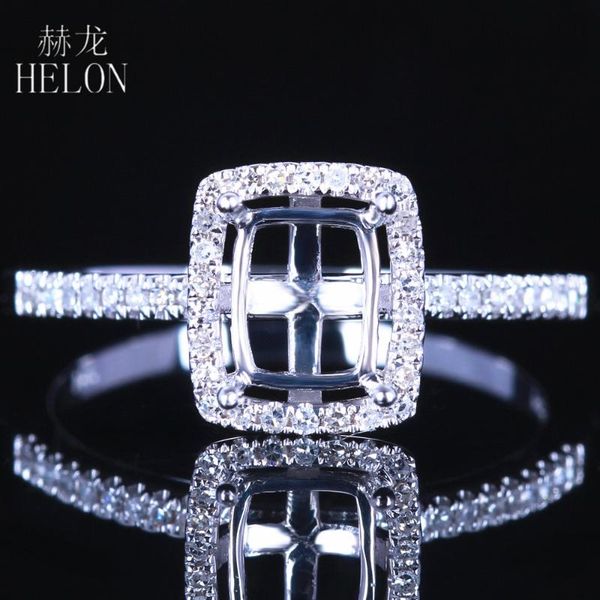 

cluster rings helon emerald cut 5x7mm sterling silver 925 pave graded cubic zirconia semi mount ring setting women trendy jewelry gift, Golden;silver