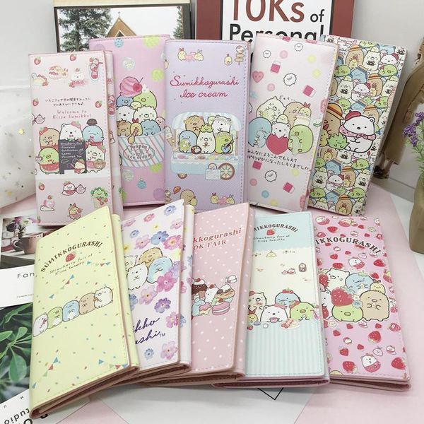 

cartoon sumikko gurashi fashion anime pu leather long style wallet women men cute creative card holder casual coin purse clutch, Red;black