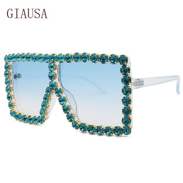 

sunglasses giausaeuropean and american fashion square large frame inlaid diamond women's personality trend cool, White;black