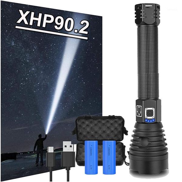 Lanternas Tochas 400000lm Mais Poderosa XHP90.2 Led Tocha Usb XHP70 XHP50 Recarregável Tactical Flash Lights 18650 Ou 26650 Lâmpada de Mão