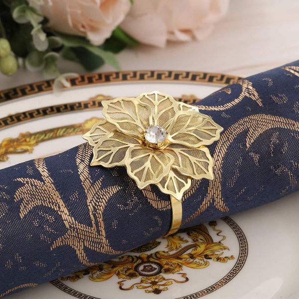 

napkin rings 6-piece el restaurant table set metal mesh button ring cloth gold rose silver