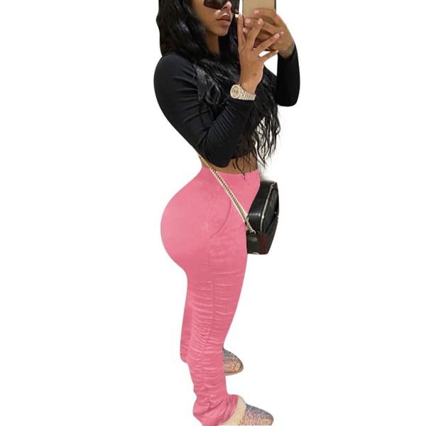 

women's pants & capris casual ladies solid color summer autumn women fashion ruched long trousers for shopping plus size womens, Black;white