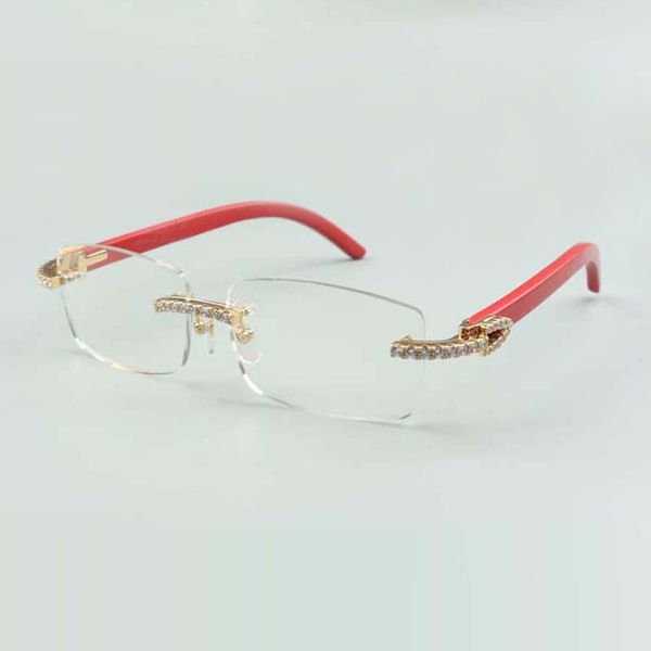

endlesses diamonds glasses frame 3524012 with natural red wooden glasses and 56mm clear lens, Silver