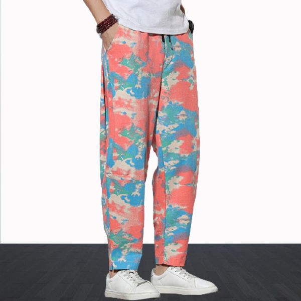 

red camouflage jacquard trousers trendy loose street casual pants comfortable harem men's large size, Black