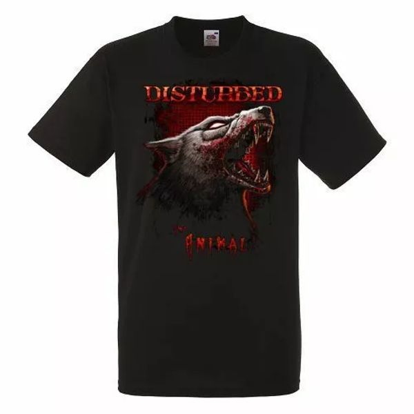 

disturbed animal black mens t-shirt men rock band tee shirt, White;black