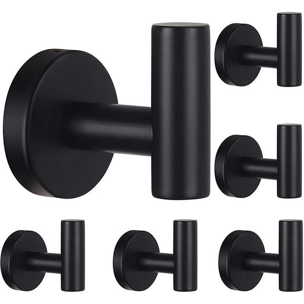 

kitchen storage & organization towel hooks bathroom wall hook matte black coat hooks, hanger robe holder for (black)