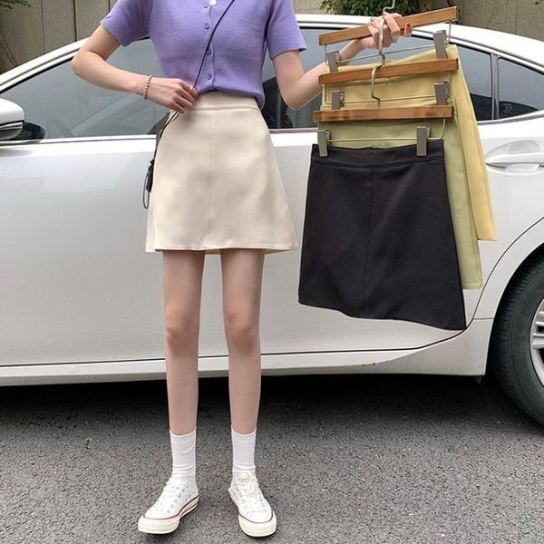 

skirts short skirt female summer korean version was thin high waist a-line all-match european and american casual, Black