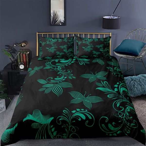 

bedding sets butterfly duvet cover watercolor floral decor set 2/3pcs fantasy style green bedclothes for girls women kids