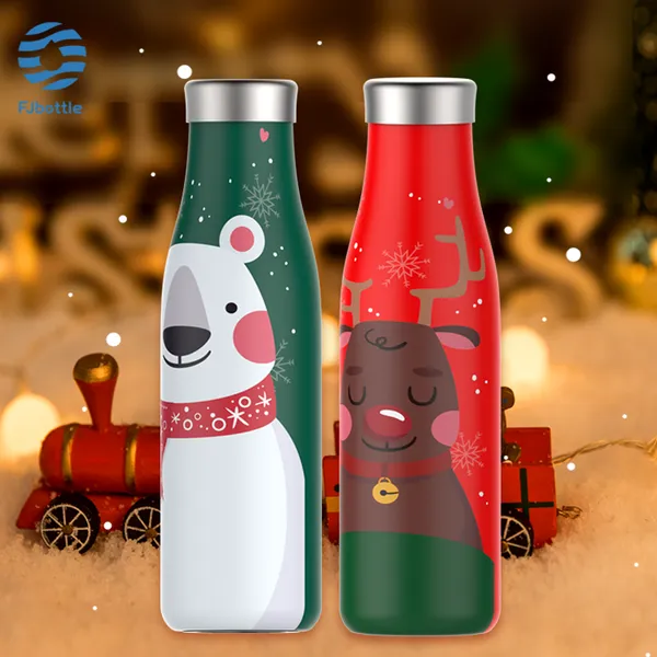 Weihnachts-Thermoskanne, Edelstahl-Vakuumflasche, Wasserflasche mit niedlichem Cartoon-Muster, 350/500/710 ml, Weihnachts- und Neujahrsgeschenke