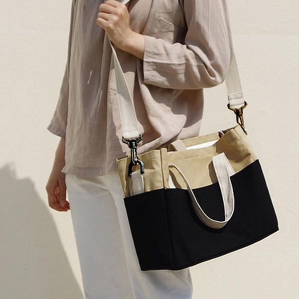 

evening bags fashion canvas shoulder bag ladies large capacity handbags casual women color matching vintage designer elegant daily