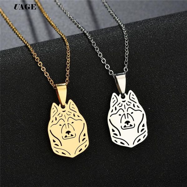 

pendant necklaces uage wolf animal necklace 316l stainless steel forest animals men hollow cut out jewelry gift for women, Silver