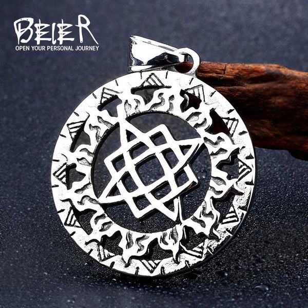 

pendant necklaces beier steel russian carved sided pendants necklace norse viking charm star lada signet small chorm jewelry for man llbp8-3, Silver