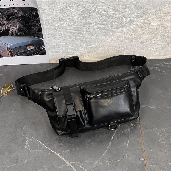 

xiao.p fashion men's pu leather chest bag purse riding personality casual outdoor sports cross-body waist bags
