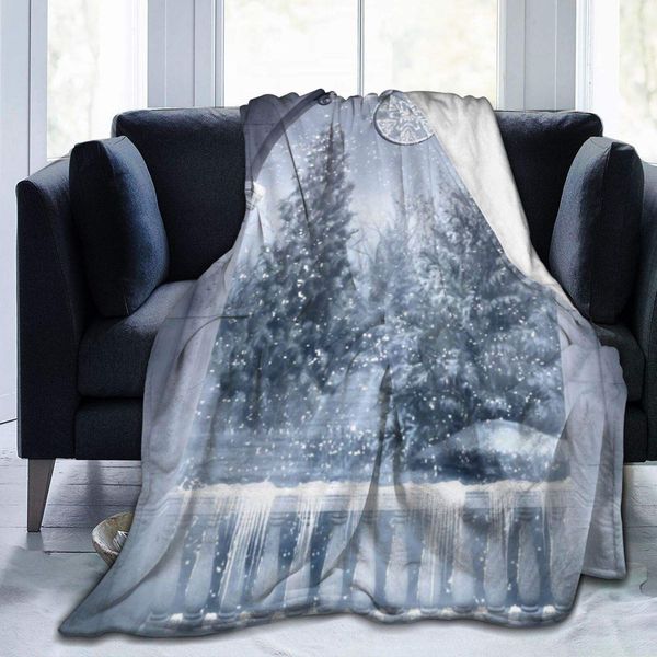 

Blanket Flannel Fleece Blanket Christmas Snow Scene Christmas Tree Castle Arch Lightweight Super Soft Cozy Bed Blanket Sofa