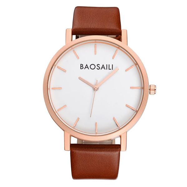 

wristwatches bsl1033 baosaili rose gold case watch japan quartz movt men brown leather women wrist water resistant, Slivery;brown