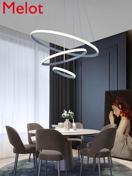 

simple modern light luxury bar lamp led ring living room pendant atmosphere dining chandelier wallpapers